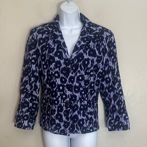 Lafayette 148 New York Purple and Black Animal Print Blazer